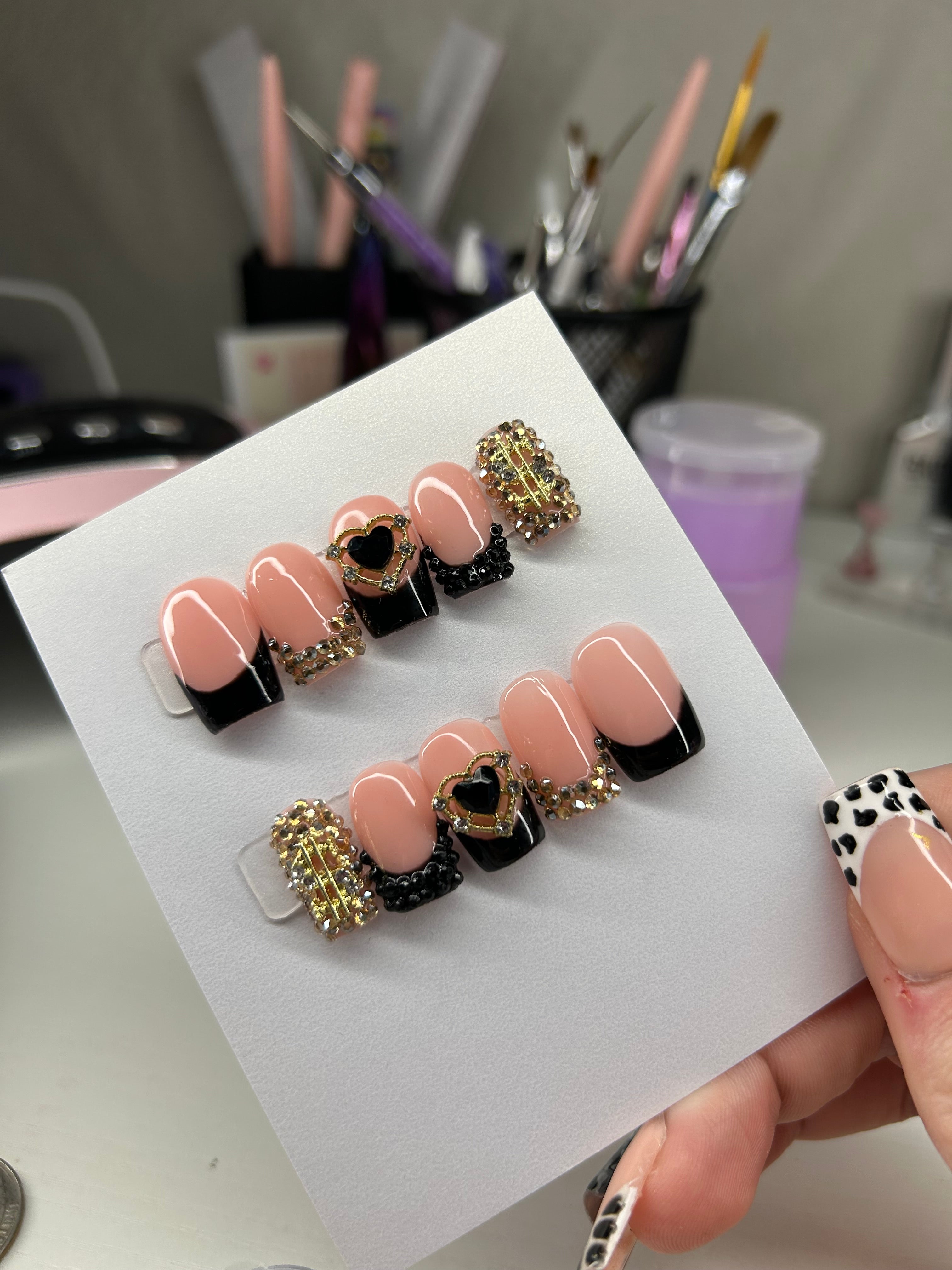Bling frenchie w middle finger charm